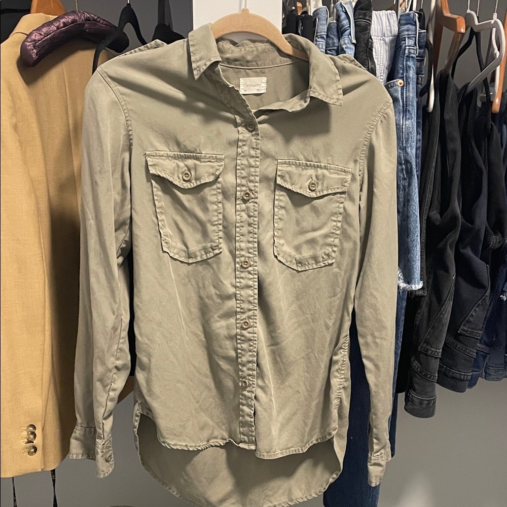 Aritzia Olive Button Down Shirt